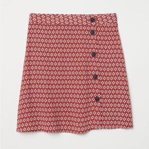 H&M Red and White Asymmetrical A-Line Mini Skirt